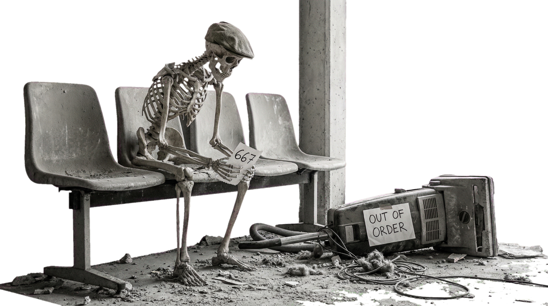 Skeleton waiting for spare parts